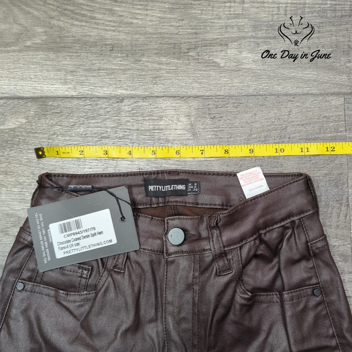 Prettylittlethings Coated Denim Split Hem Pants Size 4