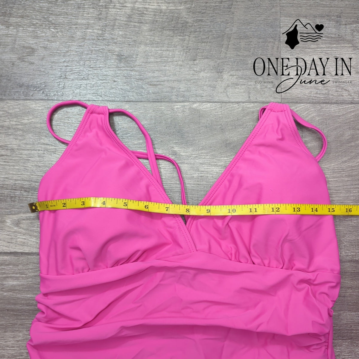 Cocopear V Neck Cross Back Ruched One Piece Swimsuit Hot Pink NWT Size XL