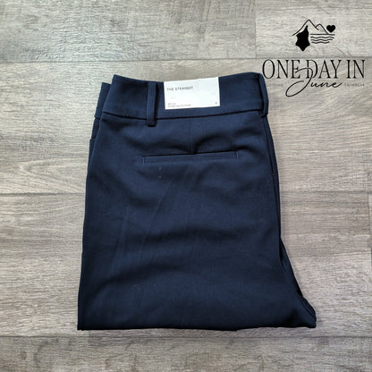 Ann Taylor The Straight Mid Rise Straight Leg Dress Pants Navy Blue NWT Size 12