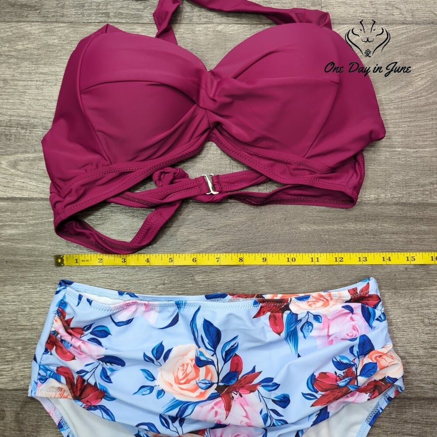 Tempt Me Vintage Cross Front Halter Bikini Swimsuit Size L