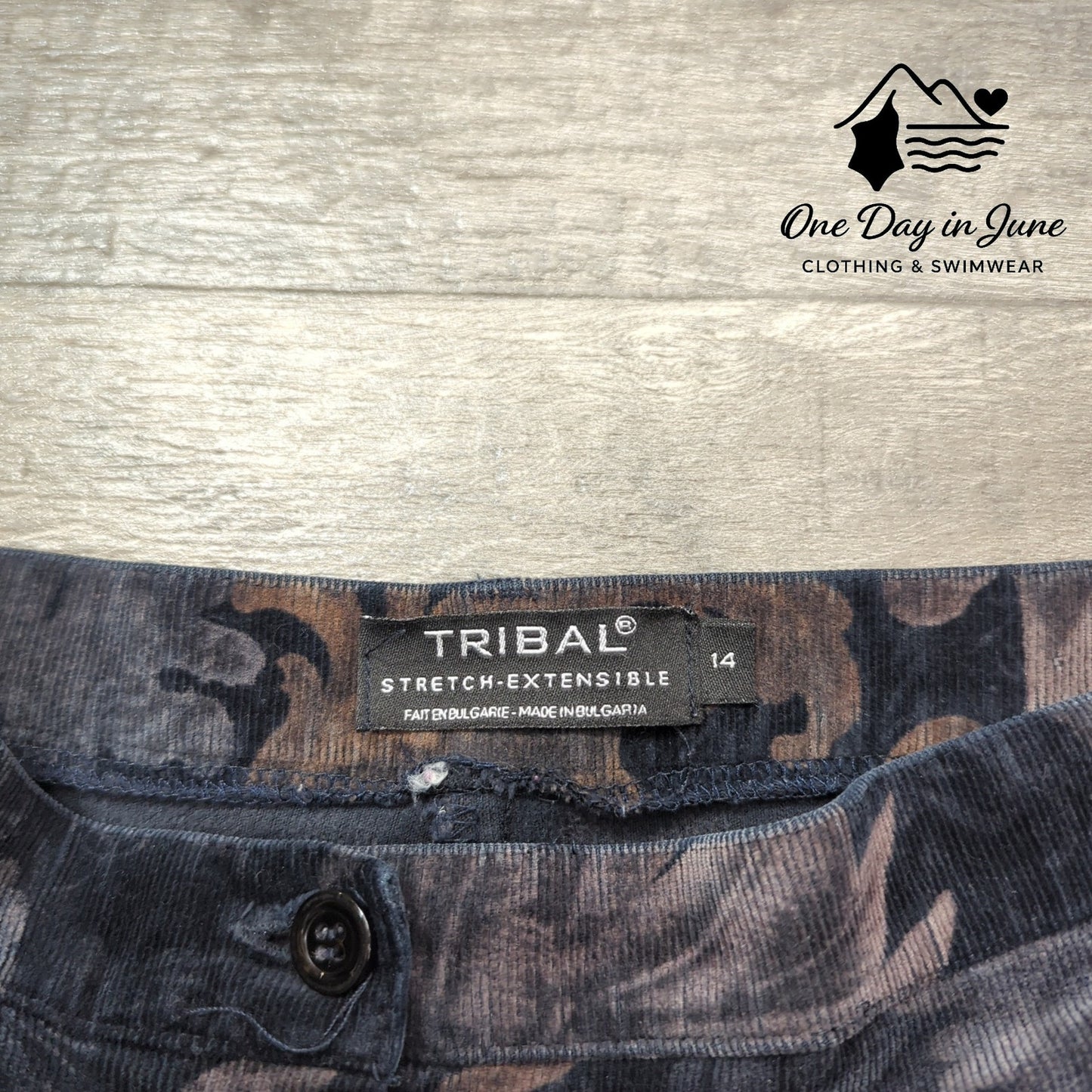 Tribal Printed Boot Cut Corduroy Pants Size 14