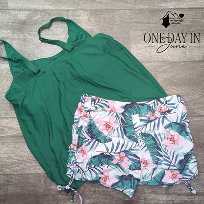 Yonique Blouson Boyshort Tankini Swimsuit Size XL