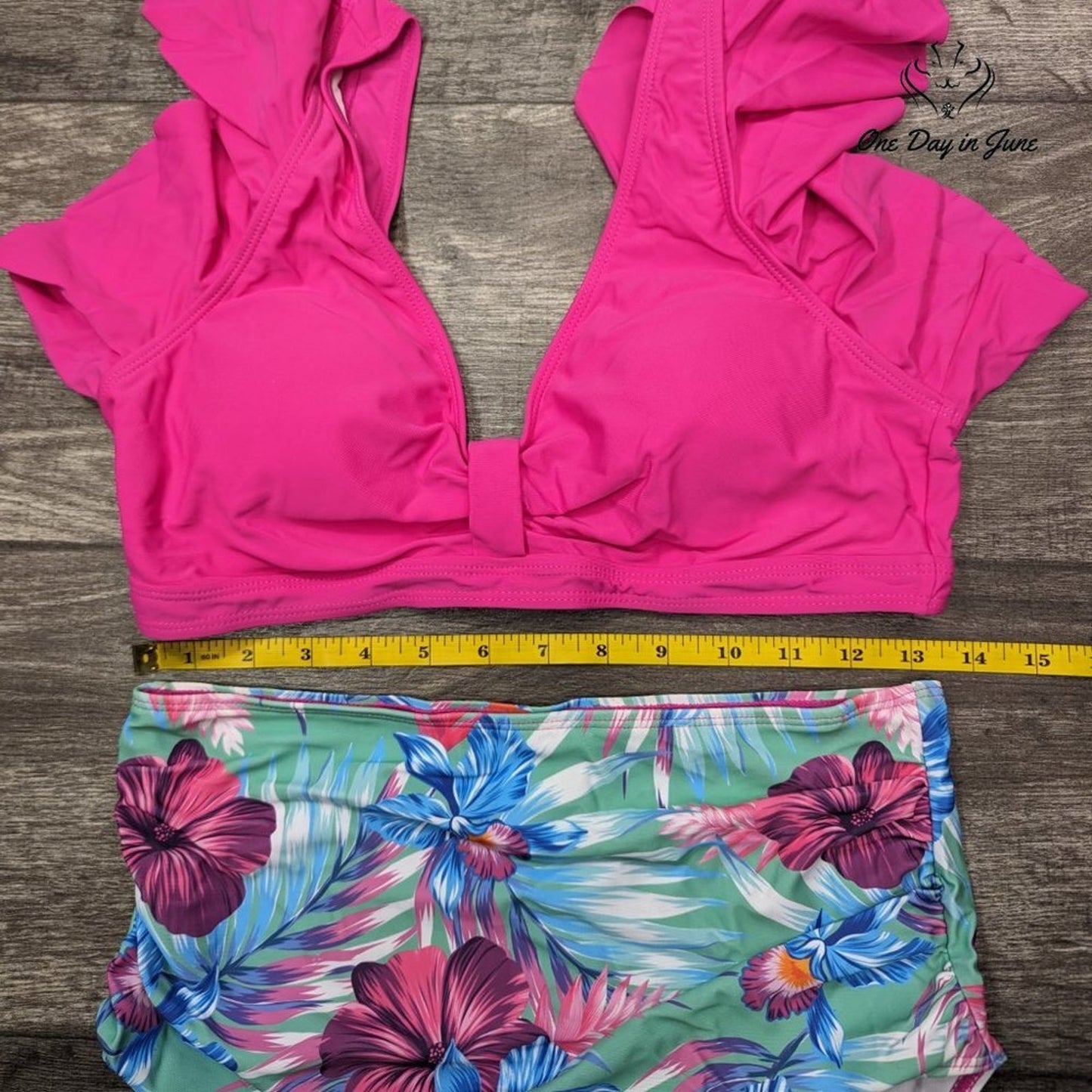 NAFLEAP Ruffle Shoulder High Waist Bikini Size M