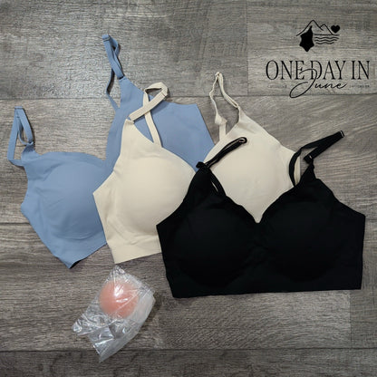 Aleumdr 3 Pack Light Weight T Shirt Bra Size M