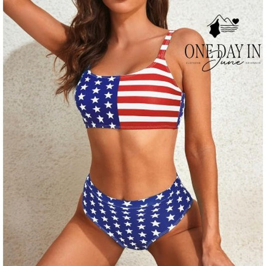 Aleumdr Crop Top High Waist Bikini Swimsuit Size XL