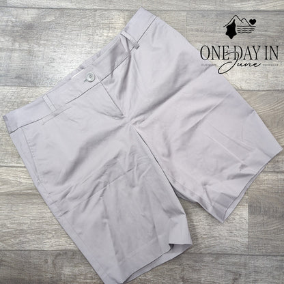 Loft Flat Front Chino Shorts Gray Taupe NWT Size 12