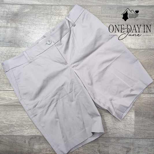 Loft Flat Front Chino Shorts Gray Taupe NWT Size 12