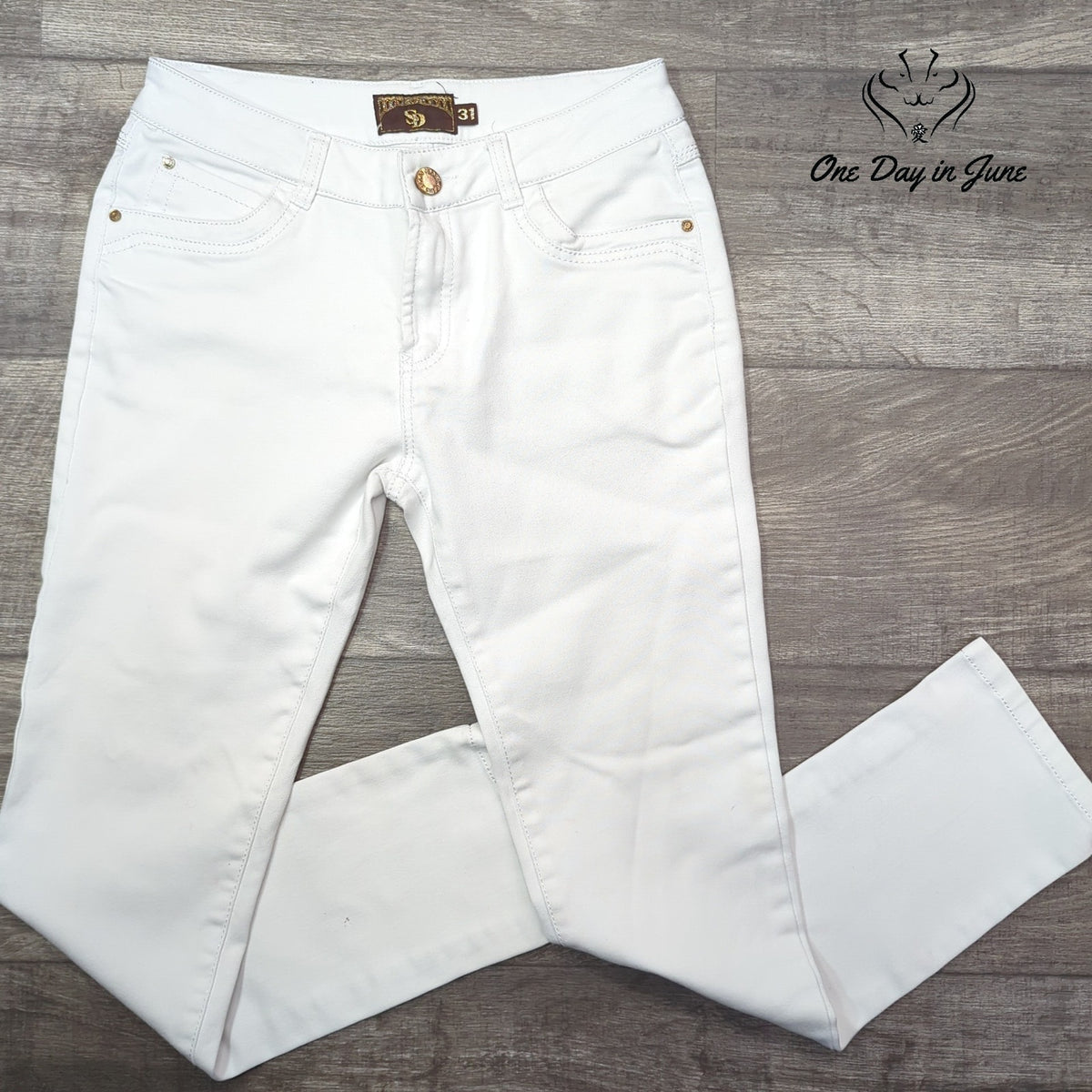 SD Straight Leg Jeans White Denim Pants Size 31 (12)