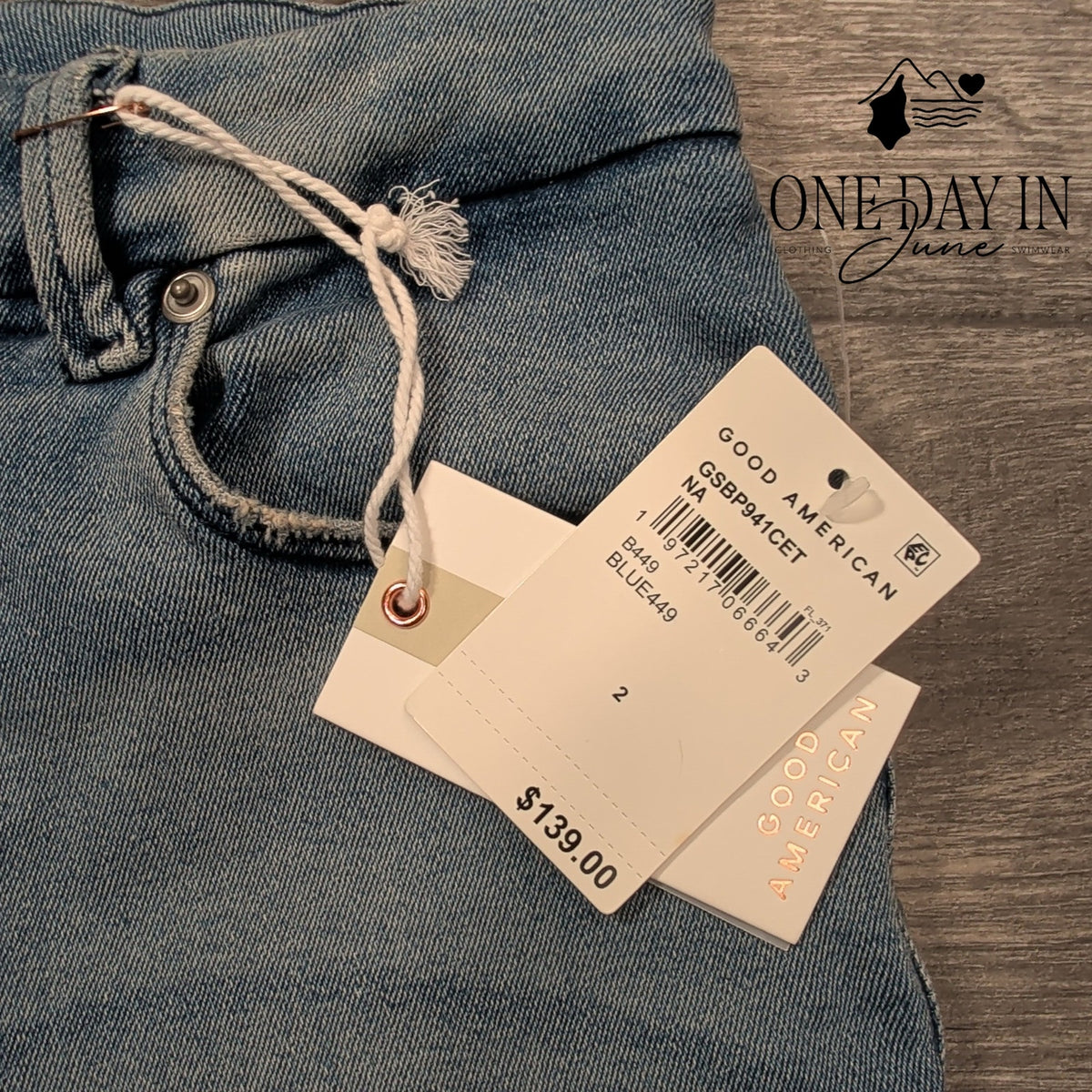 Good American Good Legs Straight Split Pocket Jeans Blue449 NWT Size 2