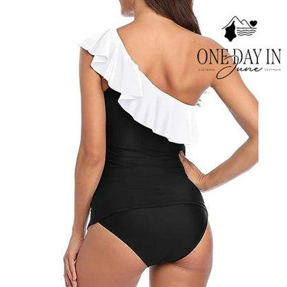 Yonique One Shoulder Tankini Swimsuit Size L