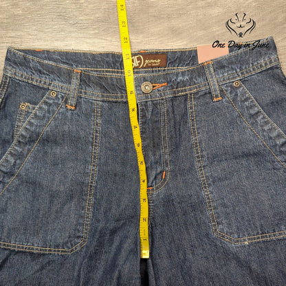 RF Jeans Slub Denim Cuffed Jean Shorts Blue Orange Stitch NWT Size 6