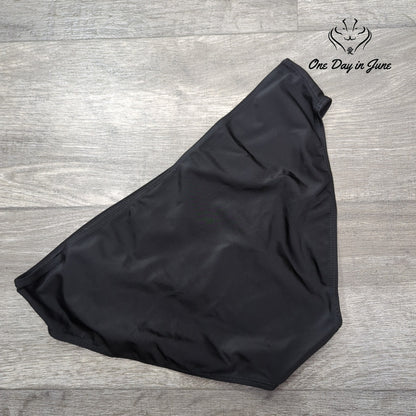Actloe Bikini Bottom Black Solid Mid Rise Swim Brief Women's Size L