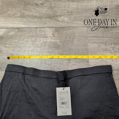 Theory Treeca Pull On Pants Concord Dark Gray Linen Blend NWT Size 16