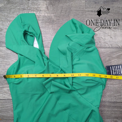 Blooming Jelly Ruffle Shoulder One Piece Swimsuit Size M