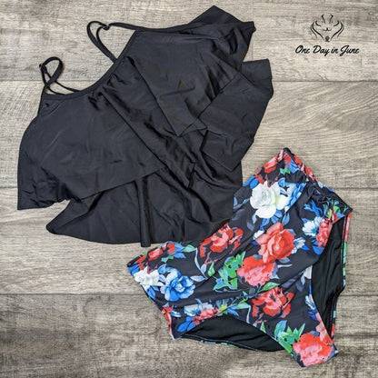 Mycoco Layered Flounce High Waist Bikini Swimsuit Size XL