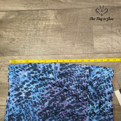 Nine West Bodycon Midi Skirt Blue Black Purple Abstract Print NWT Size L
