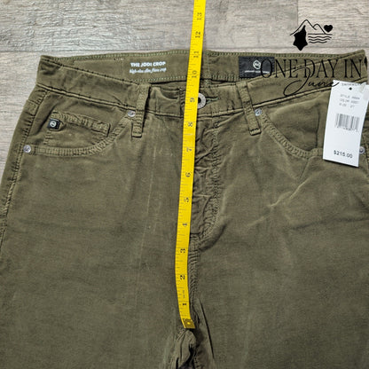 AG Adriano Goldschmied Jodi Crop Velveteen Flare Pants Olive NWT $215 Size 4 (27