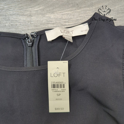 Loft Petite Ruffle Cap Sleeve Drop Waist Mini Dress Black Size SP