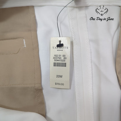 Talbots Plus Size Comfort Waist Straight Leg Pants White NWT Size 20W