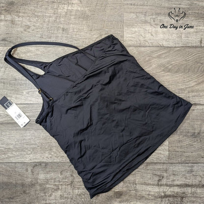 La Blanca Tummy Control One Shoulder Tankini Top Size 16