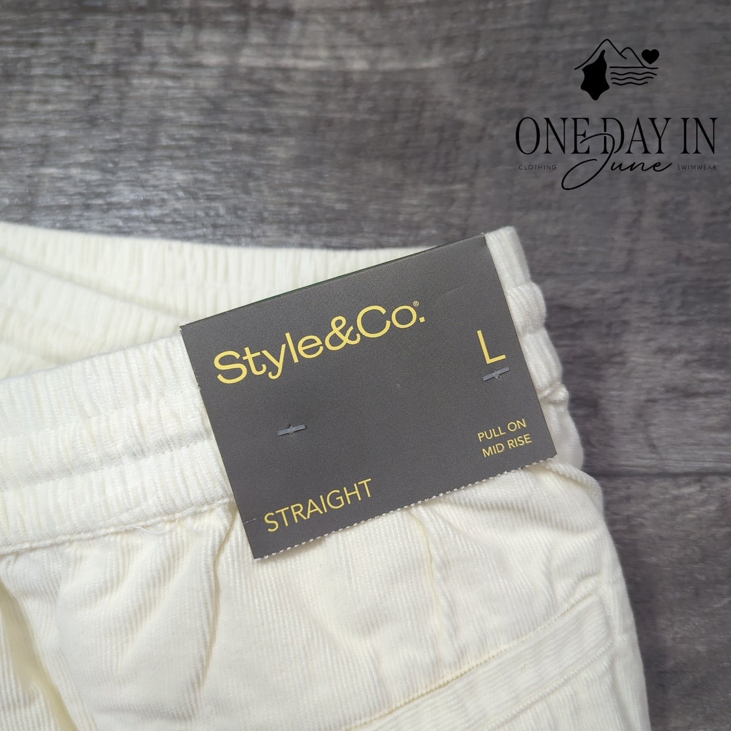 Style & Co. Mid Rise Pull On Drawstring Corduroy Pants Size L