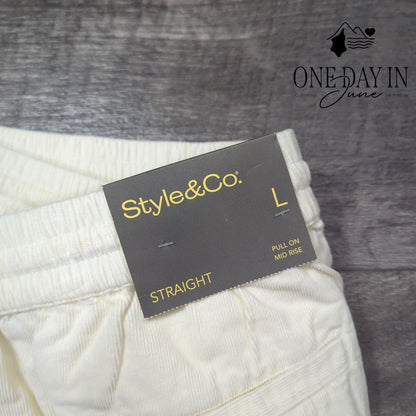 Style & Co. Mid Rise Pull On Drawstring Corduroy Pants Size L