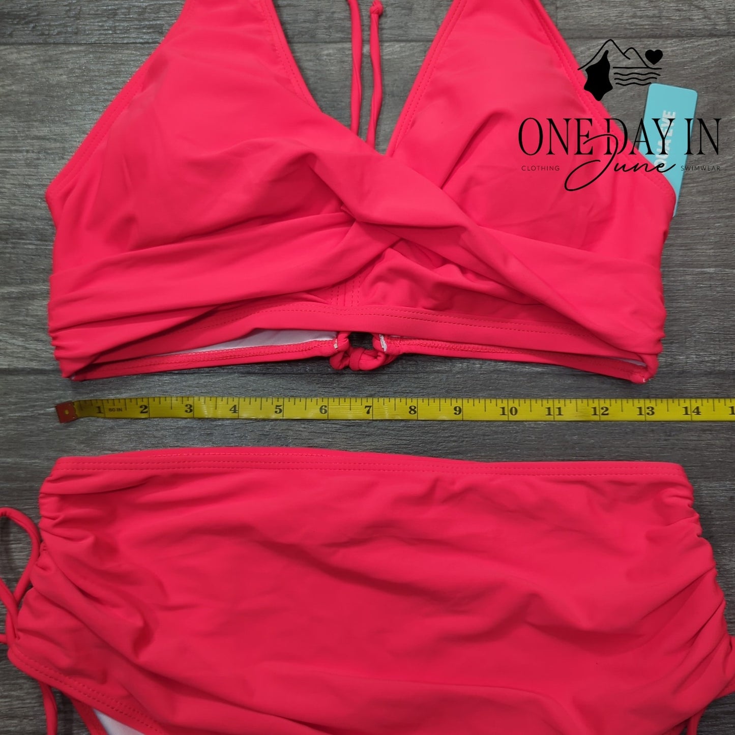 Aqua Eve High Waist Drawsting Tie back Bikini Swimsuit Size L