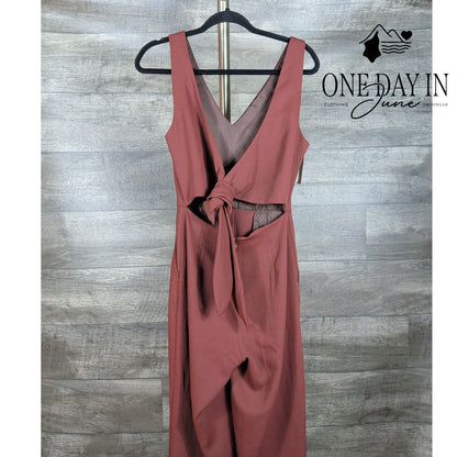 Wilfred Aritzia Ecoulement Jumpsuit Amaretto Tie Back Wide Leg NWT Size 4