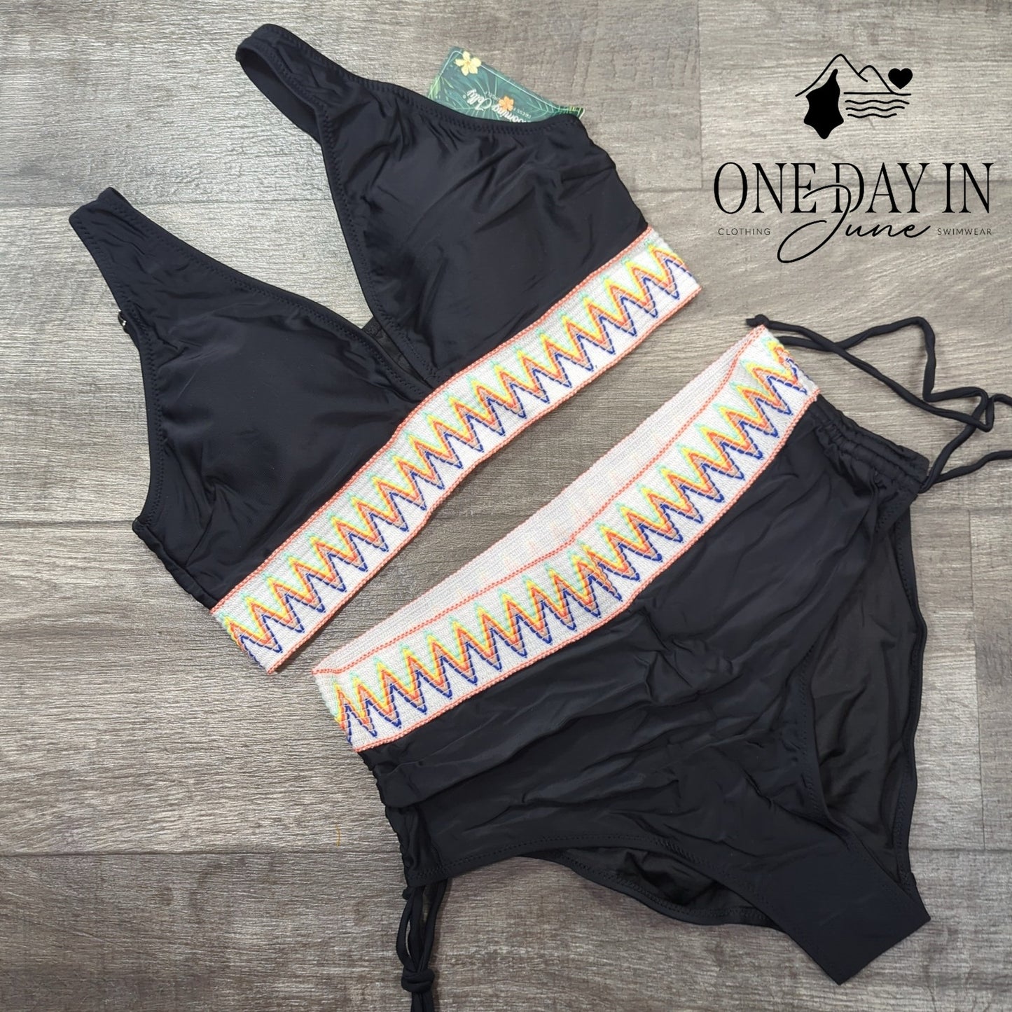 Blooming Jelly High Waist Drawstring Bikini Swimsuit Size L
