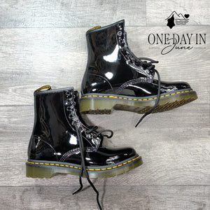 Dr. Martens 1460 Patent Leather Lace Up Boots Black Women's Size 7