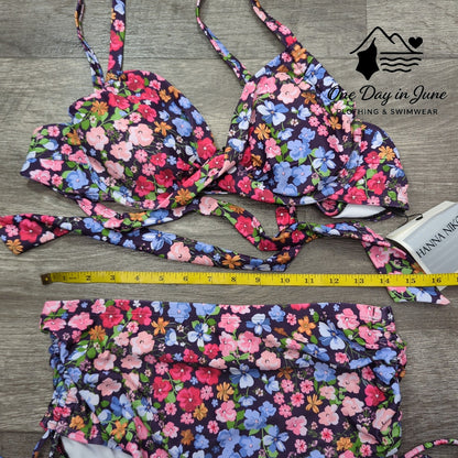 Hanna Nikole Plus Size Cross Front High Waist Floral Bikini Swimsuit Size 12W