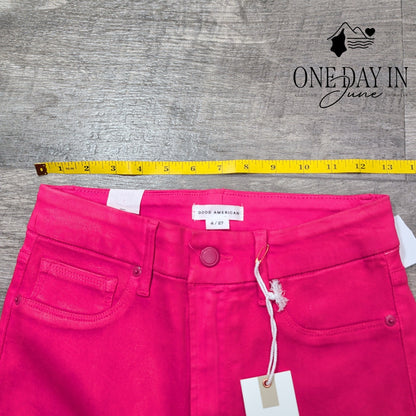 Good American Good Legs Straight High Rise Jeans Hot Pink NWT Size 4 (27)