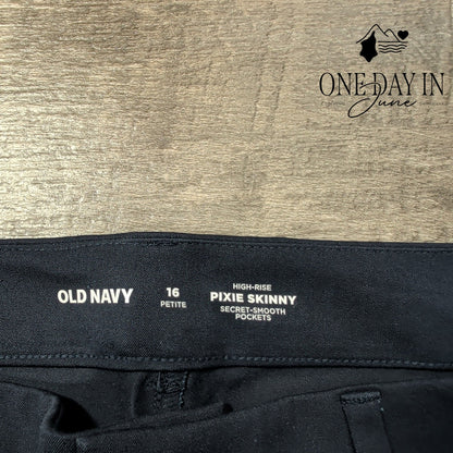 Old Navy High Rise Pixie Skinny Pants Navy Secret Smooth NWT Size 16P