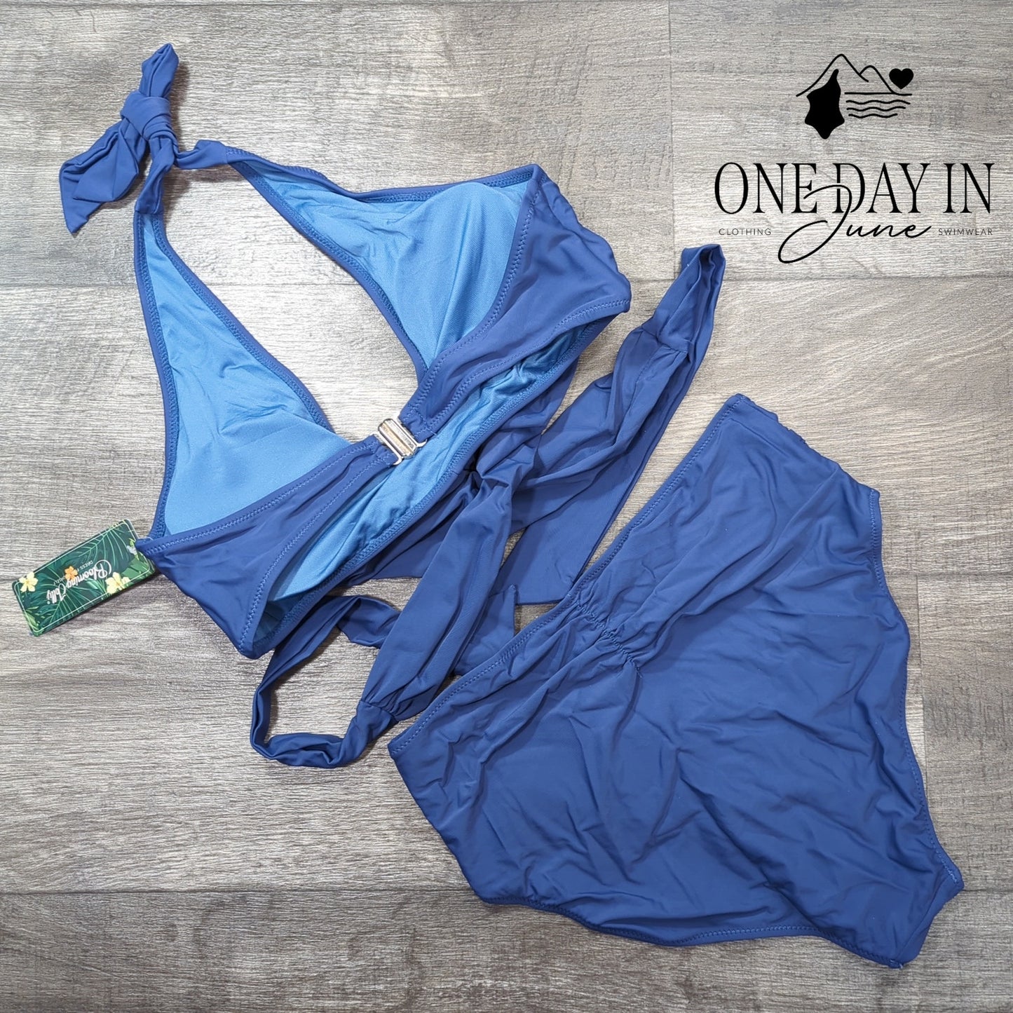 Blooming Jelly Halter Cross Front High Waist Bikini Swimsuit Size L