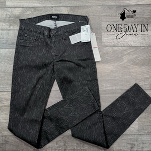 Hudson Krista Super Skinny Jeans Black CHPL Pattern NWT $189 Size 00 (24)