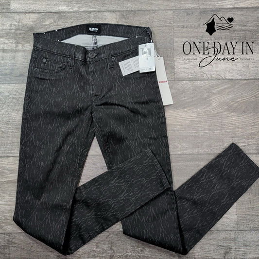 Hudson Krista Super Skinny Jeans Black CHPL Pattern NWT $189 Size 00 (24)