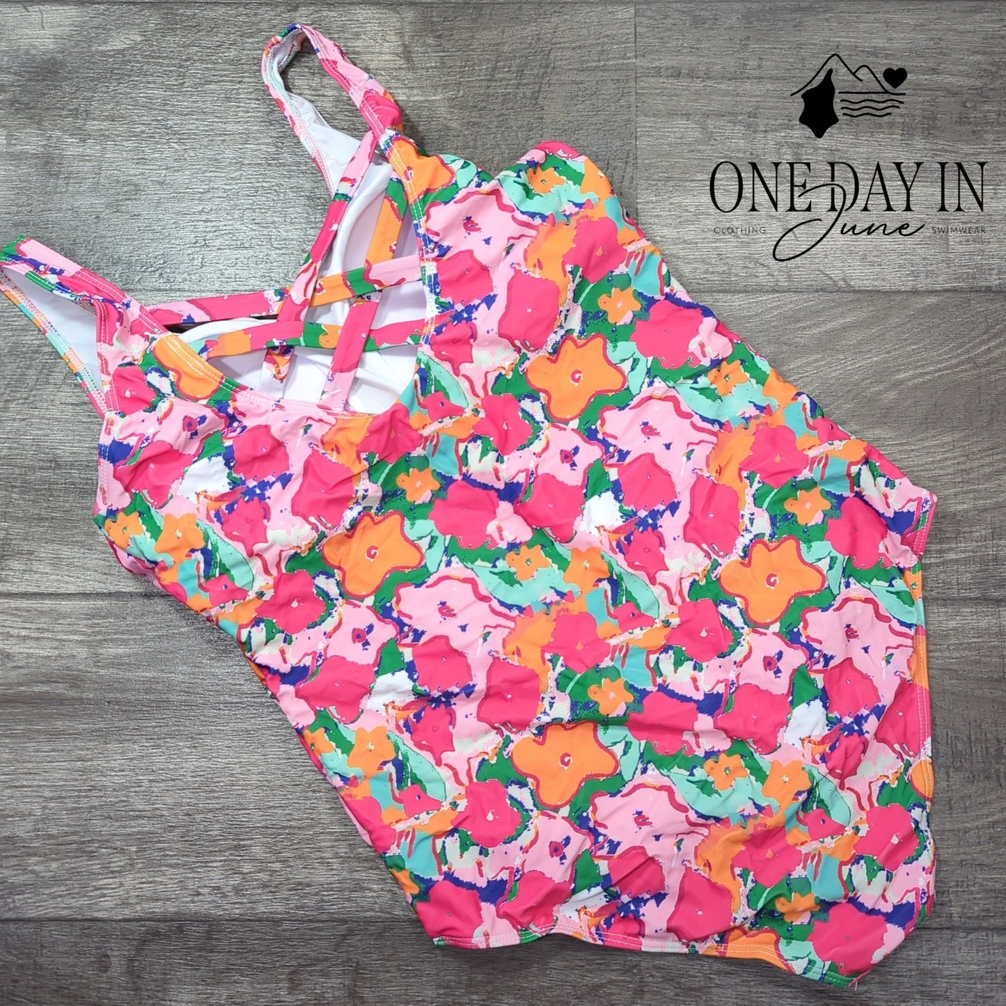 Aleumdr Floral Cage Back One Piece Swimsuit Size XL