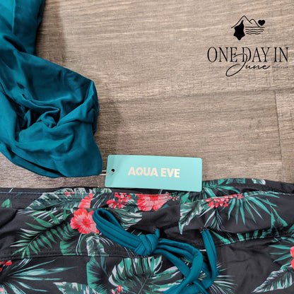 Aqua Eve Boyshort Blouson Bikini Swimsuit Size L