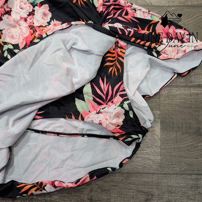 Eomenie Floral Skirted One Piece Swimsuit Size L