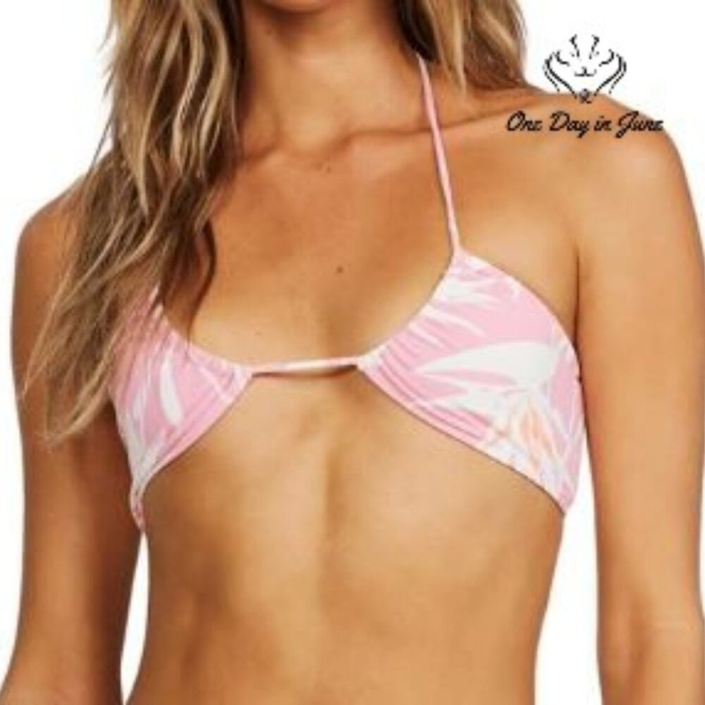 Billabong Another Paradise Bandeau Bikini Top Pink Floral NWT $59.95 Size S