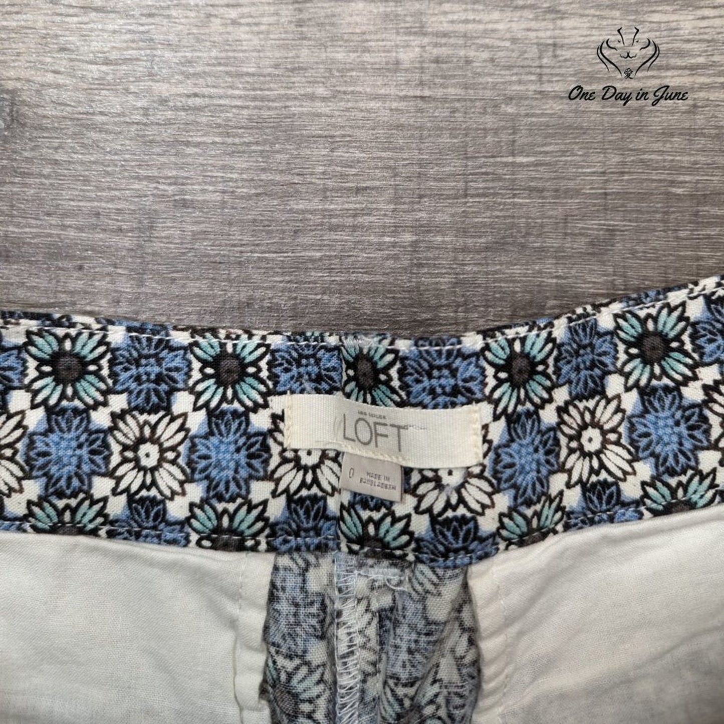 Loft Floral Linen Blend Flat Front Shorts Size 0