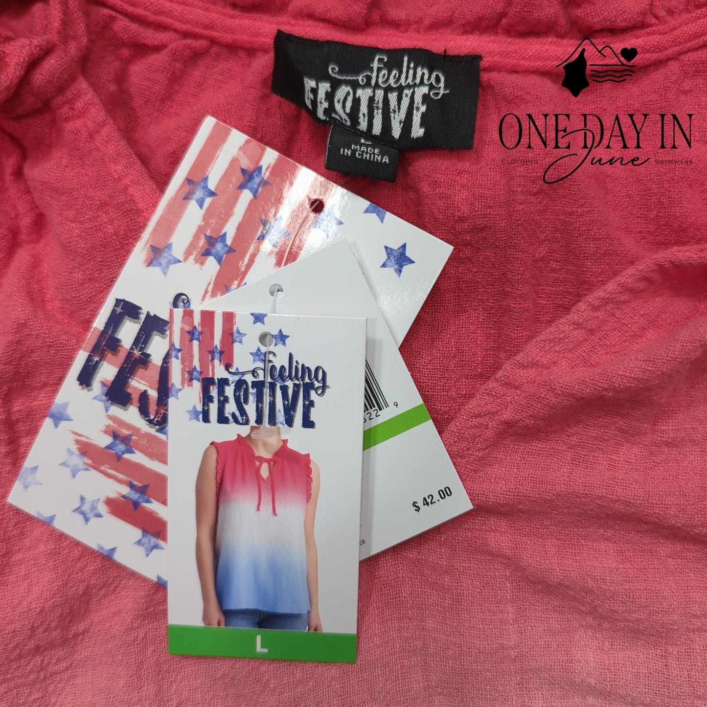 Feeling Festive Sleeveless Hombre Top Size L