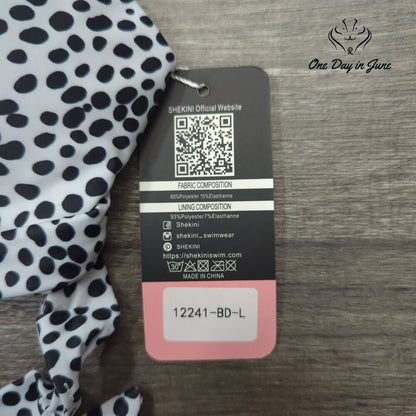 Shekini Cross Back Dalmation Bikini Swimsuit Size L