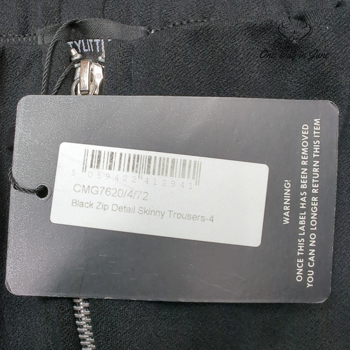 Prettylittlething Zip Front High Rise Skinny Trouser Pants Black NWT Size 4