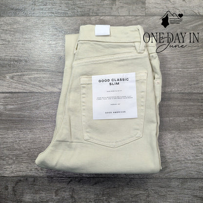 Good American Good Classic Slim Straight Jeans Bone High Rise NWT Size 6 (28)