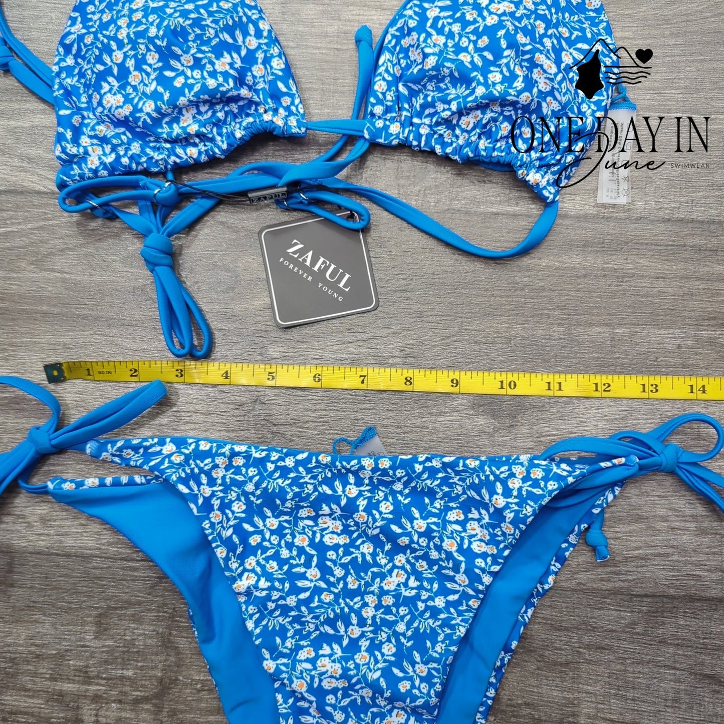 Zaful Floral Triangle Tie Side Bikini Size M