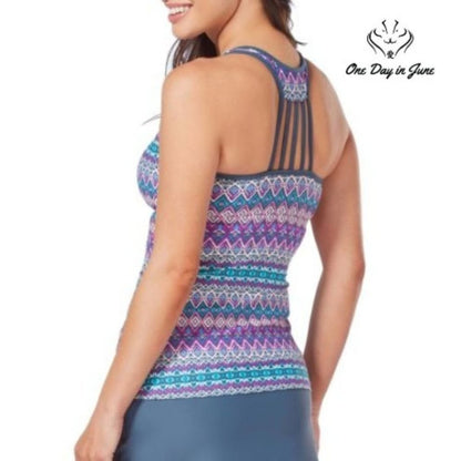 Island Vibe Lace Up Racerback Tankini Top