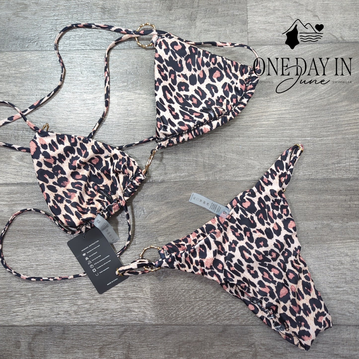 Zuobango Adjustable Triangle Leopard Bikini Size S