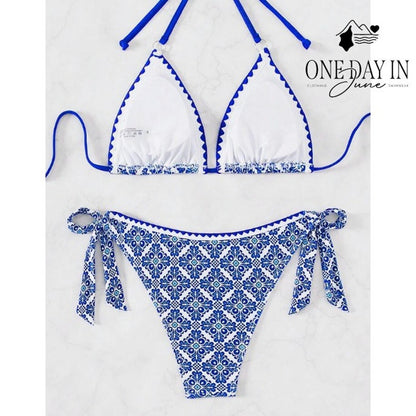 CharmLeaks Adjustable Triangle Tie Side Bikini Swimsuit Size S