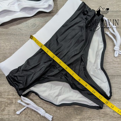 Blooming Jelly High Waist Drawstring Bikini Swimsuit Size M